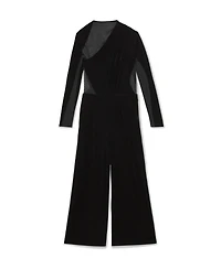 Reiss Women's Velvet Sheer-Panel Wide-Leg Jumpsuit