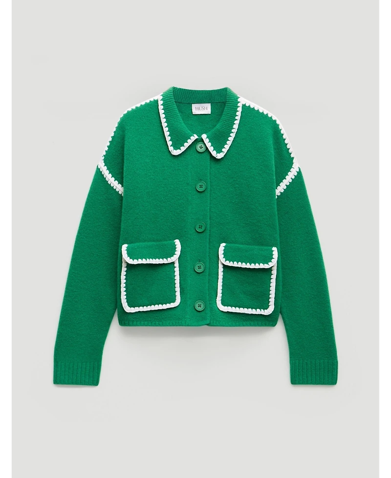 Hush Women's Wool Blend Whipstitch Trim Shirt Jacket