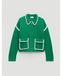 Hush Women's Wool Blend Whipstitch Trim Shirt Jacket