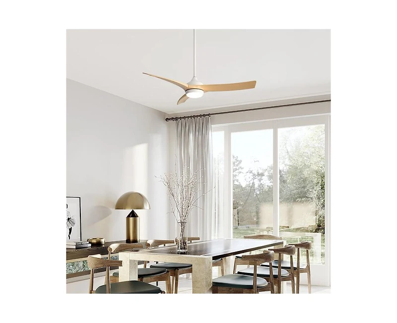 Sofucor 52-inch Modern White Standard 3-Blade Ceiling Fan With Remote and Led Light