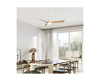 Sofucor 52-inch Modern White Standard 3-Blade Ceiling Fan With Remote and Led Light