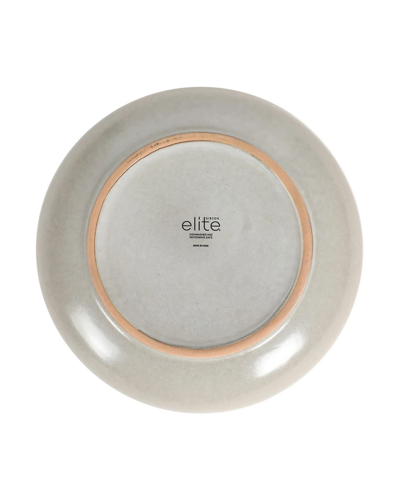 Gibson Home Beckett 4-Piece Ash White Dinner Bowl Set – Reactive Glaze Stoneware – Shallow Pasta Bowls