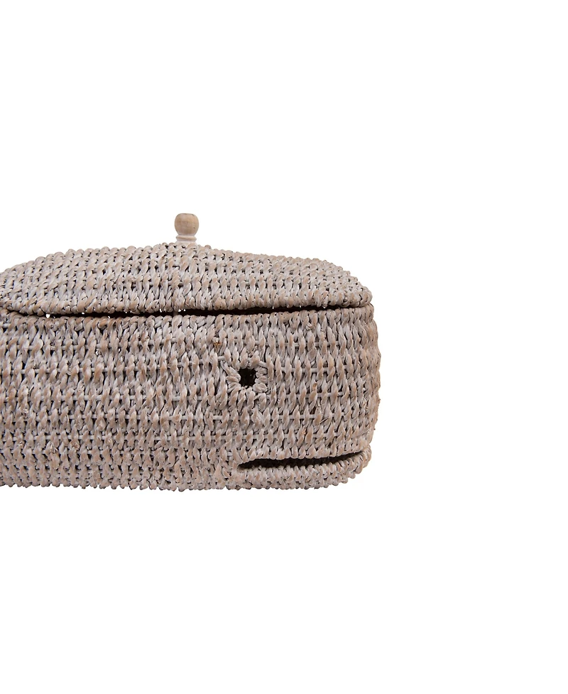 Storied Home Whale Shaped Woven Bankuan Rope Box with Lid, Grey