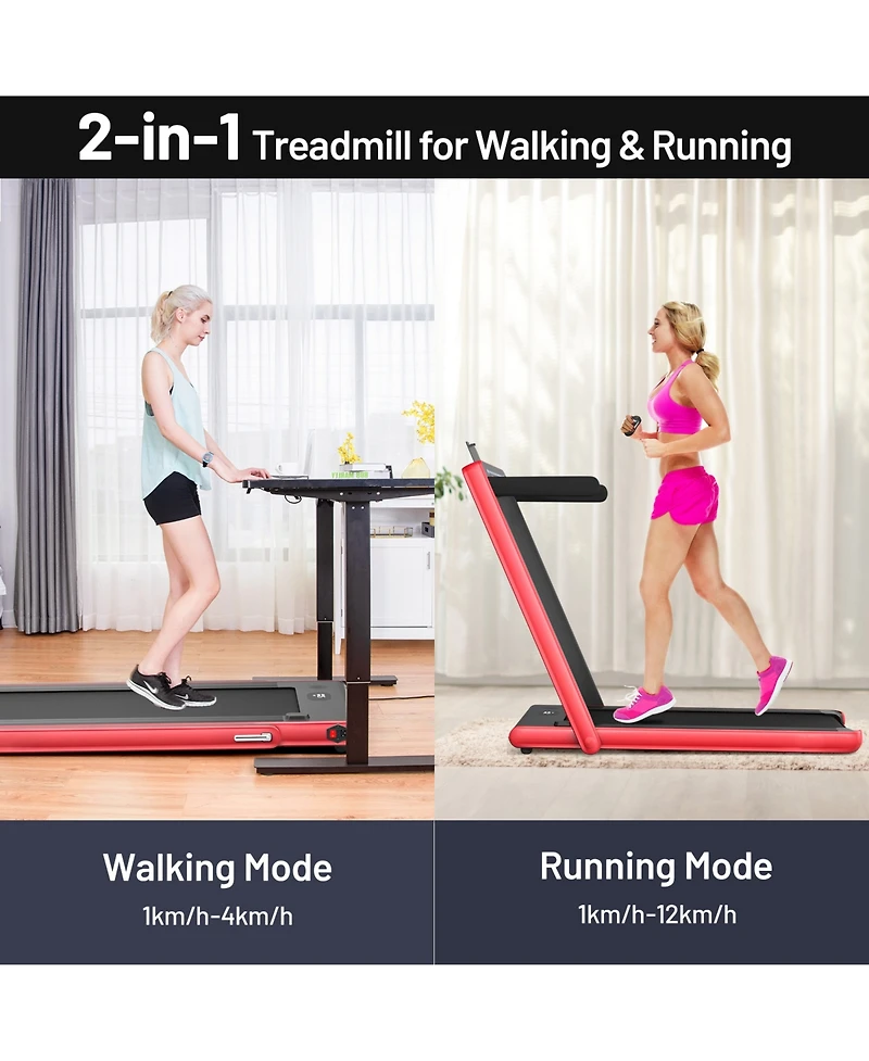Skonyon 2-in-1 Electric Motorized Health and Fitness Folding Treadmill with Dual Display and Speaker