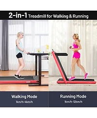 Skonyon 2-in-1 Electric Motorized Health and Fitness Folding Treadmill with Dual Display and Speaker