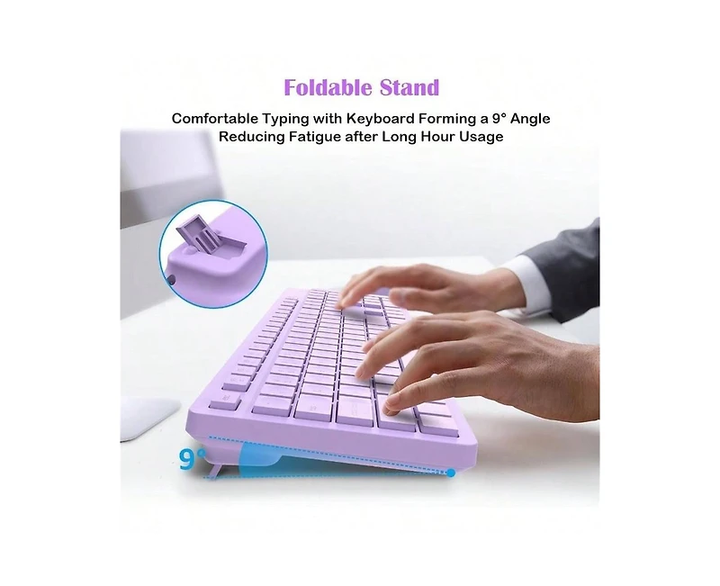 risokeys Wireless 2.4GHz Silent Full-Size Keyboard and Mouse Combo with 2-in-1 Receiver for Laptop