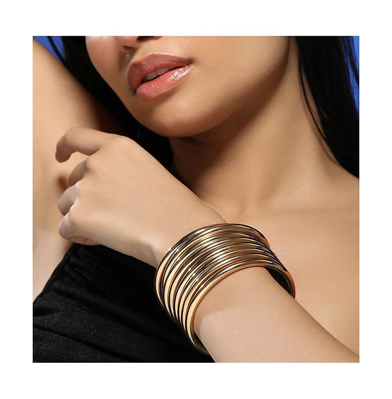 Women's The Metallic-Stack Bangle Bracelet - Old Gold