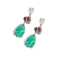 Women's The Veined-Teardrop Drop Earrings - Metallic Silver