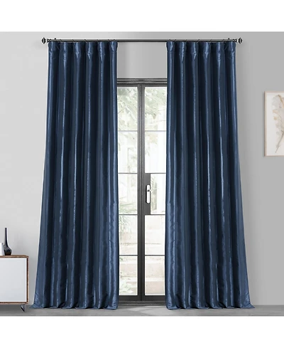 Half Price Drapes Navy Blue Faux Silk Taffeta Blackout Curtain