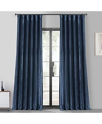 Half Price Drapes Navy Blue Faux Silk Taffeta Blackout Curtain