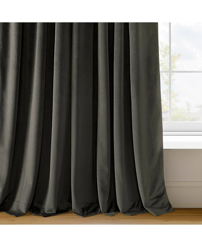 Half Price Drapes Gunmetal Grey Signature Velvet Blackout Curtain