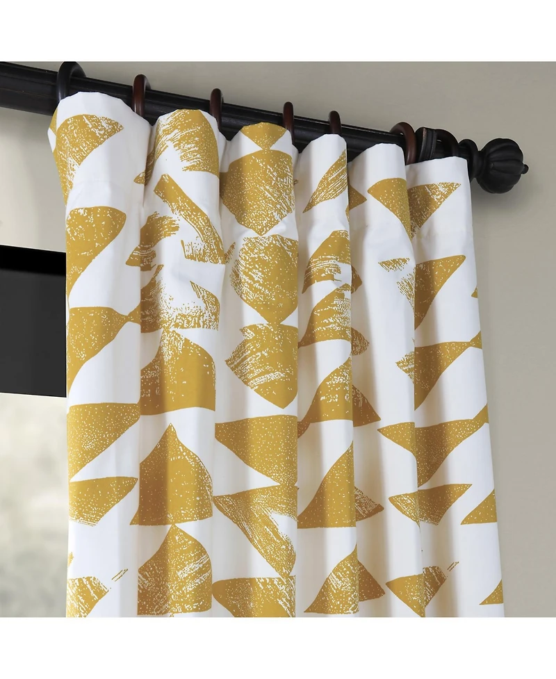 Half Price Drapes Triad Gold Geometric Printed Cotton Room Darkening Curtain
