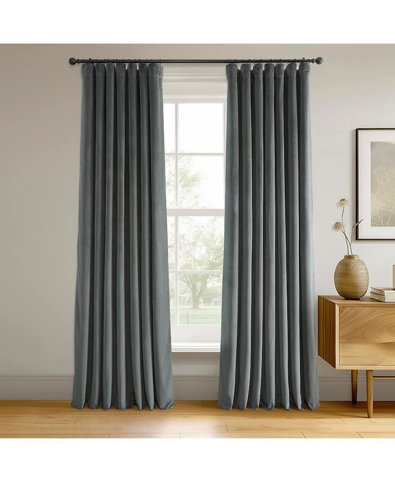 Half Price Drapes Natural Grey Signature Velvet Blackout Curtain
