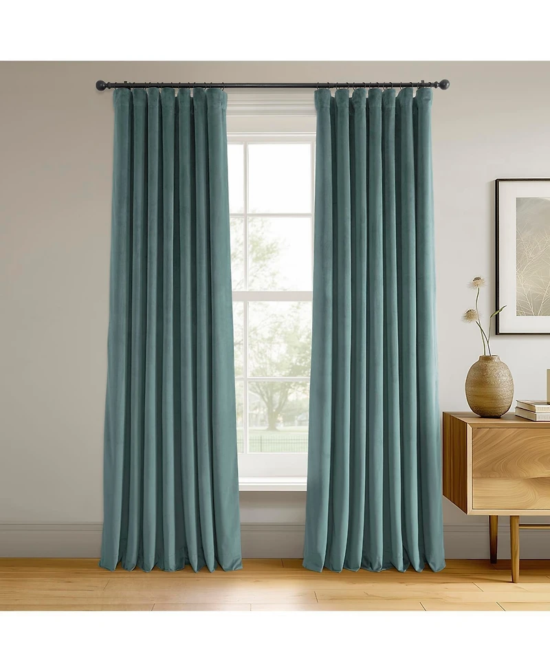 Half Price Drapes Skylark Blue Signature Velvet Blackout Curtain