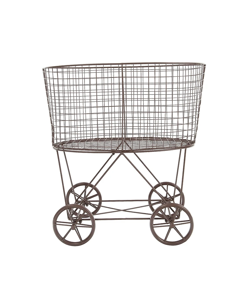 Storied Home Metal Rolling Laundry Cart with Rack, Copper