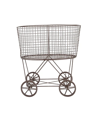 Storied Home Metal Rolling Laundry Cart with Rack, Copper
