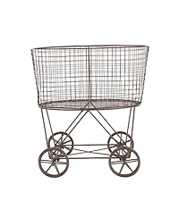 Storied Home Metal Rolling Laundry Cart with Rack, Copper