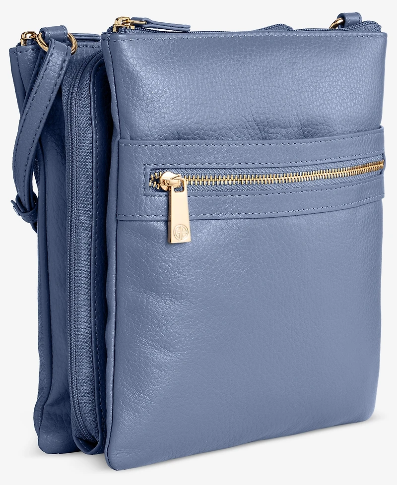 Giani Bernini Triple-Zip Pebble Leather Dasher Crossbody, Created for Macy's