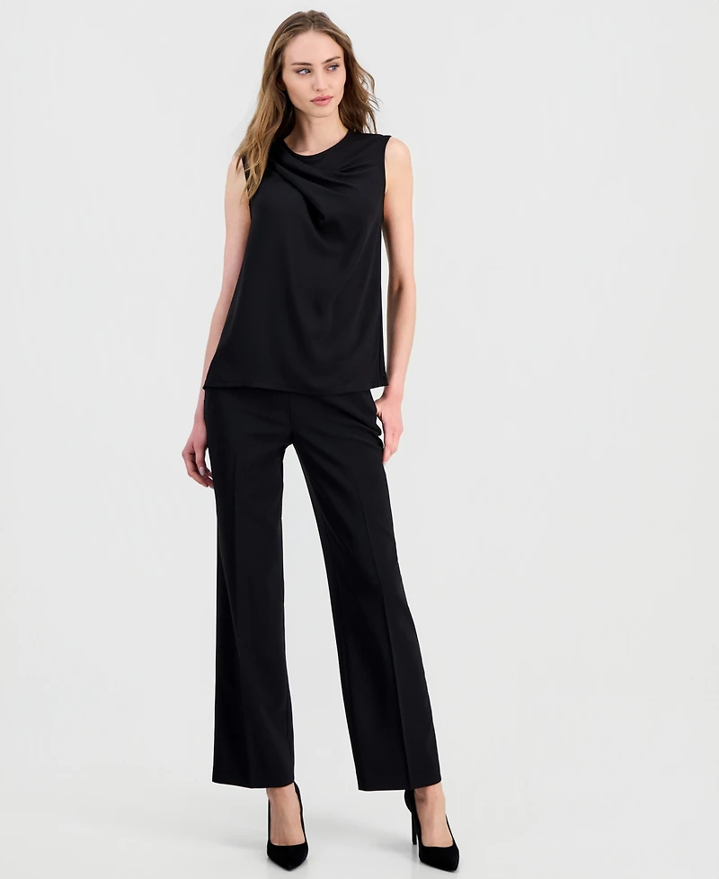 Anne Klein Women's Sleeveless Pleated Crewneck Top