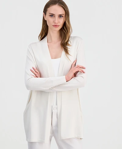 Anne Klein Women's Open-Front Rib Pocket Cardigan