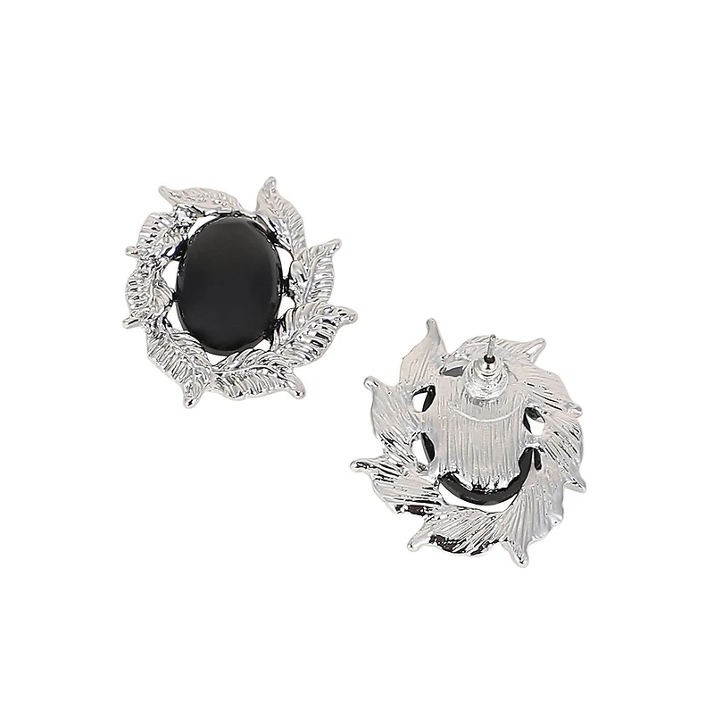 Women's The Victorian-Foliage Stud Earrings - Metallic Silver