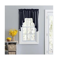 Ellis Curtain Ellis Stacey 3" Rod Pocket High Quality Fabric Solid Color Window Lined Swag Set 126"x36" Navy