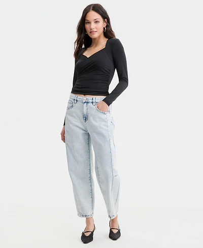 Bar Iii Women's Acid-Wash Barrel Jeans, Macy's Exclusive