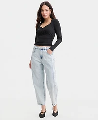 Bar Iii Women's Acid-Wash Barrel Jeans, Macy's Exclusive