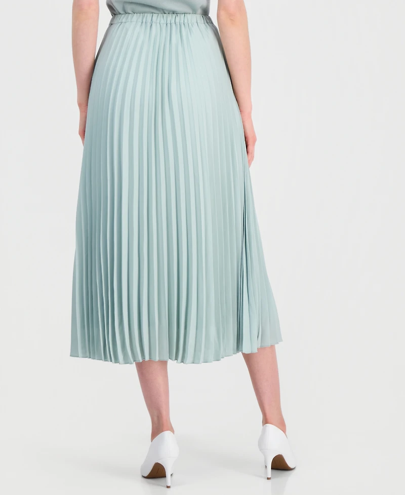 Anne Klein Women's Pleated Pull-On Belted Midi Skirt