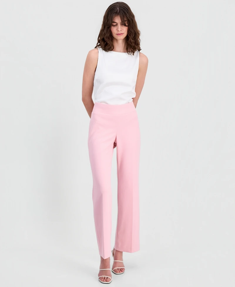 Anne Klein Women's Stretch Crepe High-Rise Wide-Leg Pull On Pants