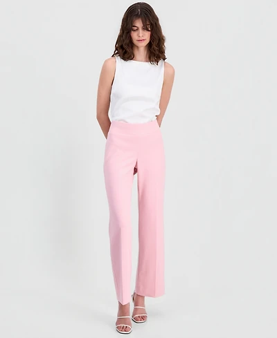 Anne Klein Women's Stretch Crepe High-Rise Wide-Leg Pull On Pants