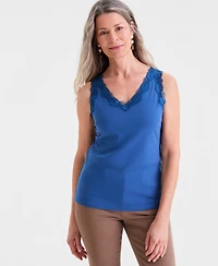 Style & Co Women's Lace-Trim Cotton Tank Top