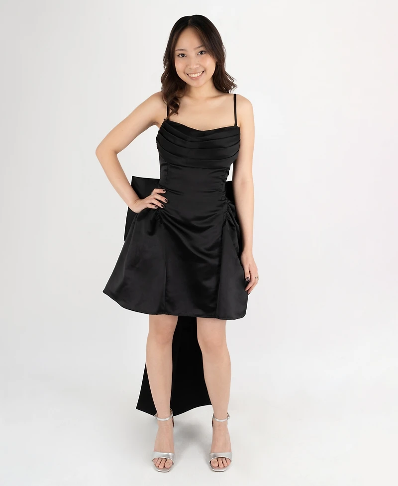 Dear Moon Juniors' Cowl Neck Bow Back Dress
