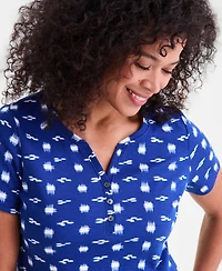 Style & Co Women's Short-Sleeve Cotton Henley Top, Exclusively at Macy's