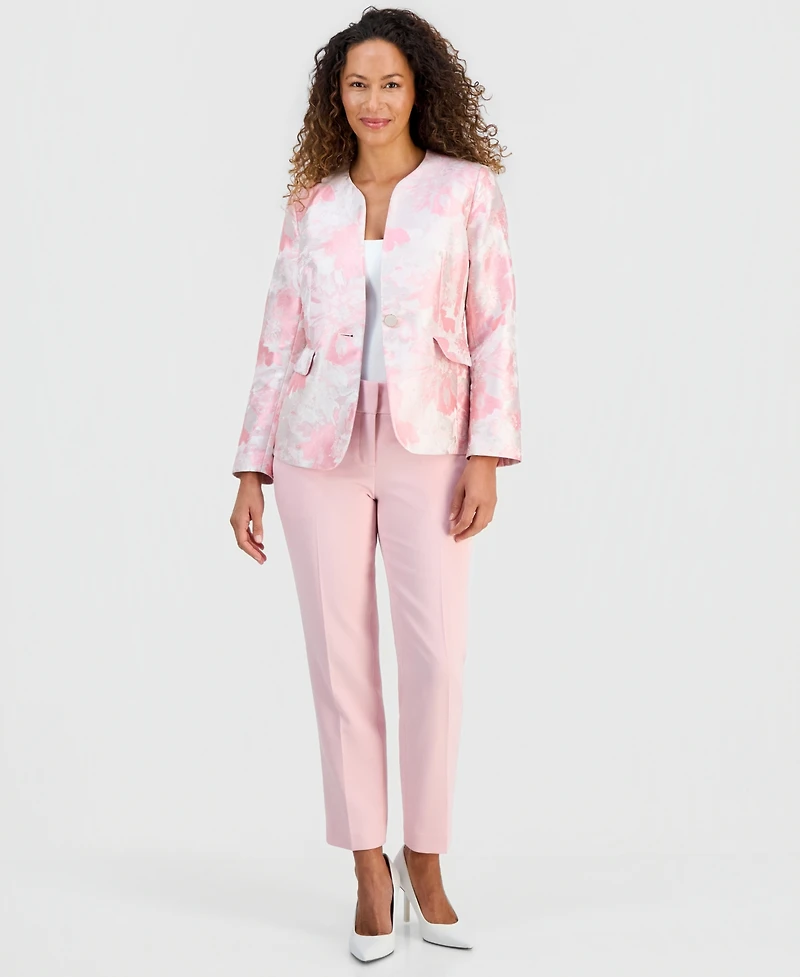 Kasper Petite Collarless Jacquard Blazer