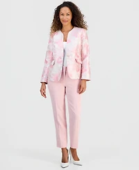Kasper Petite Collarless Jacquard Blazer