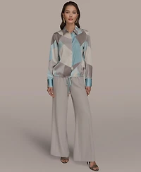 Donna Karan New York Women's Long-Sleeve Drawstring Top