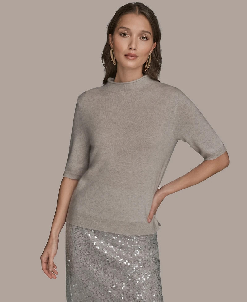 Donna Karan New York Women's Short-Sleeve Mock Neck Sweater