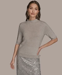 Donna Karan New York Women's Short-Sleeve Mock Neck Sweater