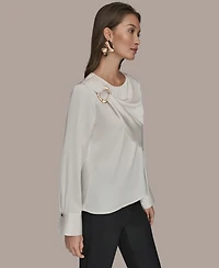 Donna Karan New York Women's Scoop Neck Long-Sleeve Top