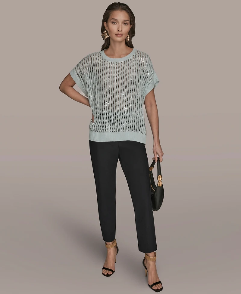 Donna Karan New York Women's Short-Sleeve Crewneck Sweater