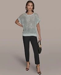 Donna Karan New York Women's Short-Sleeve Crewneck Sweater