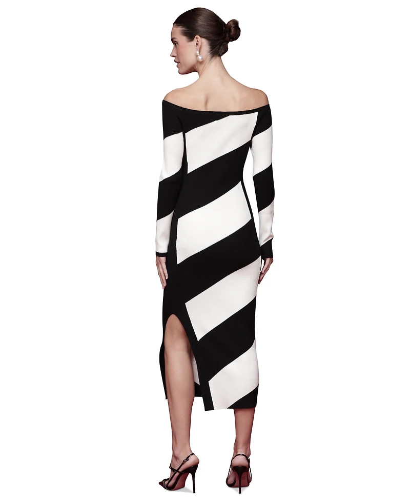 Avec Les Filles Women's Off-The-Shoulder Midi Sweater Dress