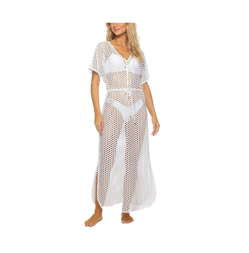 Guria Beachwear Women's Lattice V Neck Long Dress Cover-up