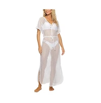 Guria Beachwear Women's Lattice V Neck Long Dress Cover-up