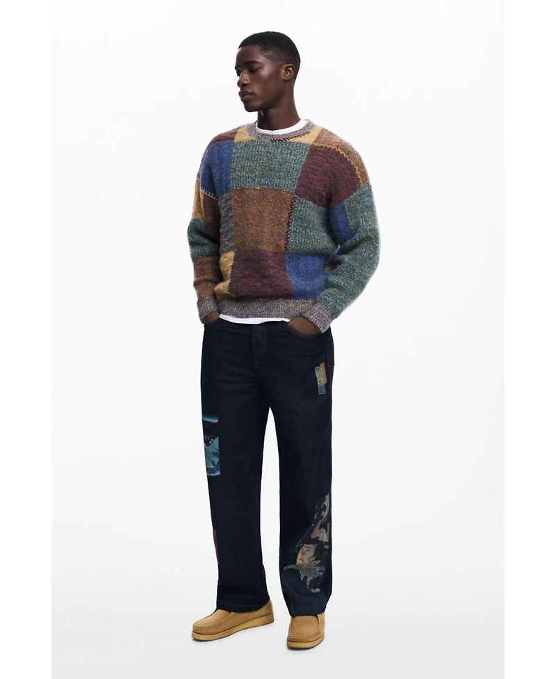 Desigual Men's Thick patchwork sweater