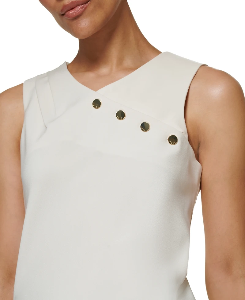Dkny Petite Sleeveless Mix Media Knit Blouse