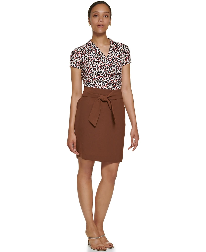 Dkny Petite Tie Front A-Line Skirt