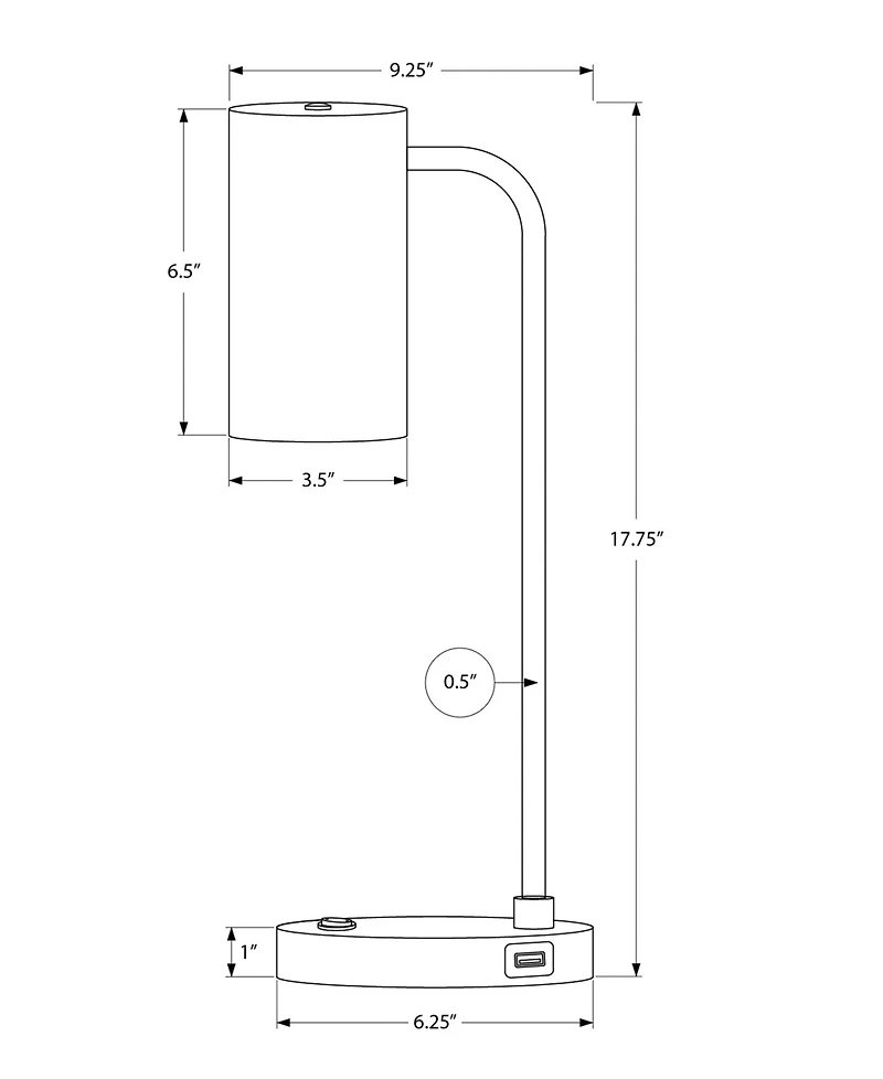 Monarch Specialties Lighting 18" Metal Table Lamp
