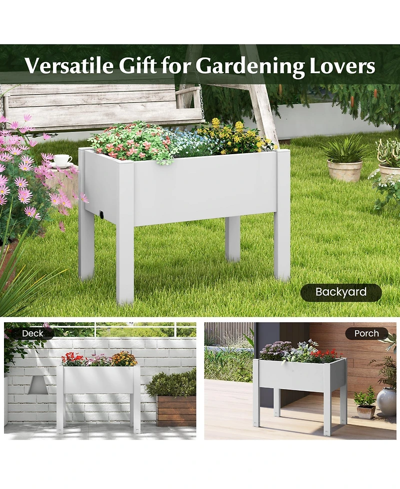 Sugift 53-l Raised Bed Grow Box Self-Watering Planter Box Stand with Water Level Monitor